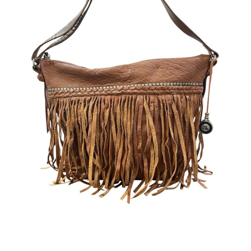 The Sak Brown Crossbody Bag with Fringe Detail